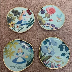 Disney Alice in Wonderland Floral Plate Set - Blue and Green